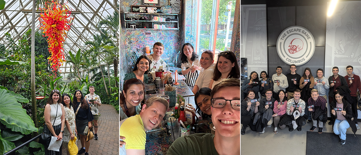 OSU pathology residents exploring botanical gardens, restaurants and an escape room event.