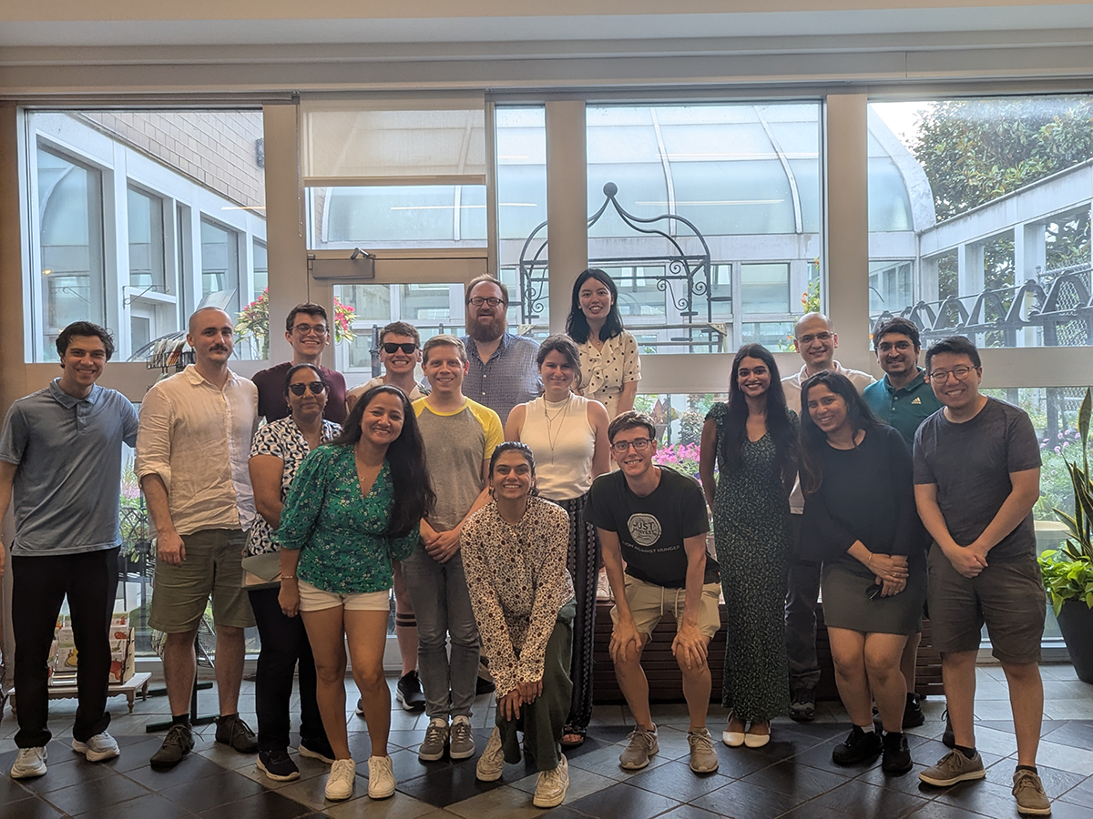 Pathology trainees celebrate a job well done with a group photo after participating in the scavenger hunt at the Franklin Park Conservatory & Botanical Gardens