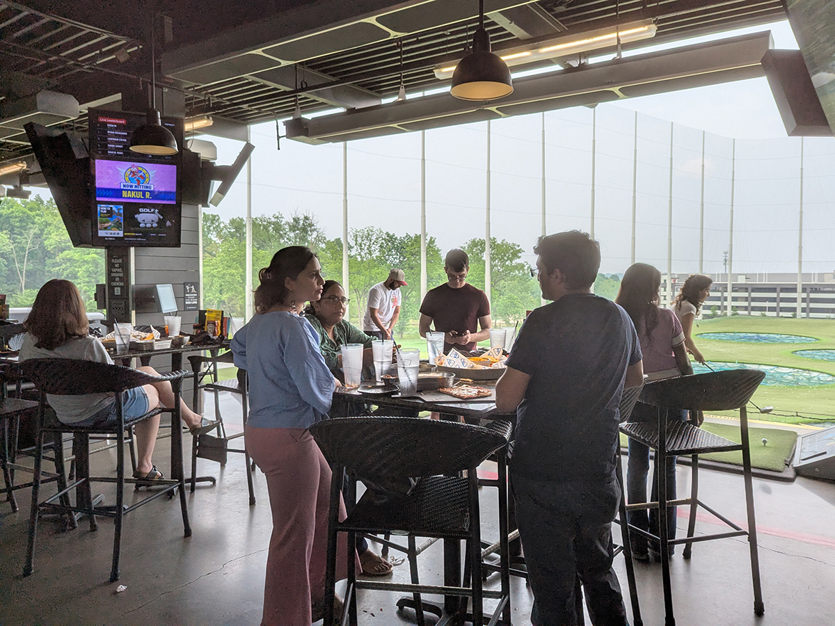 Pathology residents and fellows celebrate the graduation of PGY4s and fellows with a Top Golf outing
