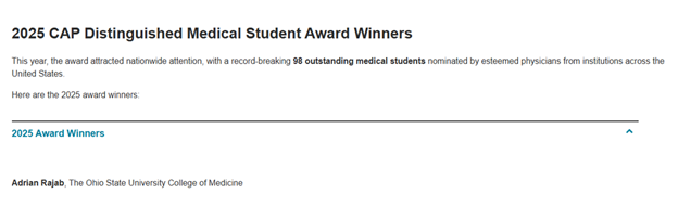 CAP award winner