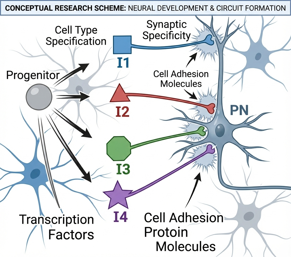 Visualization highlighting synaptic connections of interneurons